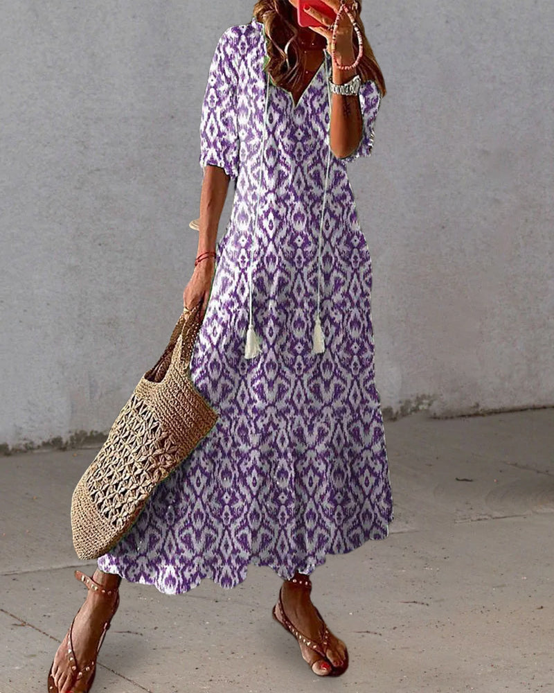 Eliora | Vestido Largo Bohemio con Escote en V y Tejido Ligero | Estilo Fresco para Comodidad y Elegancia 2