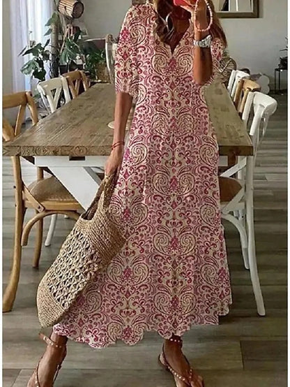 Eliora | Vestido Largo Bohemio con Escote en V y Tejido Ligero | Estilo Fresco para Comodidad y Elegancia 3