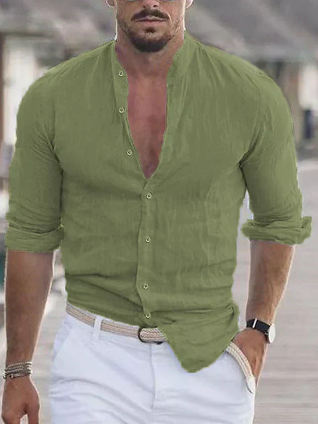 Ethan | Camisa Moderna de Cuello Mao para Hombre 1