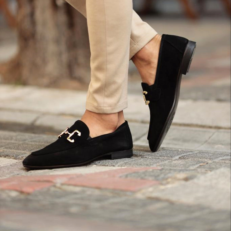 Ethan | Elegantes Mocasines Negros de Piel Sintética con Detalle Metálico 8