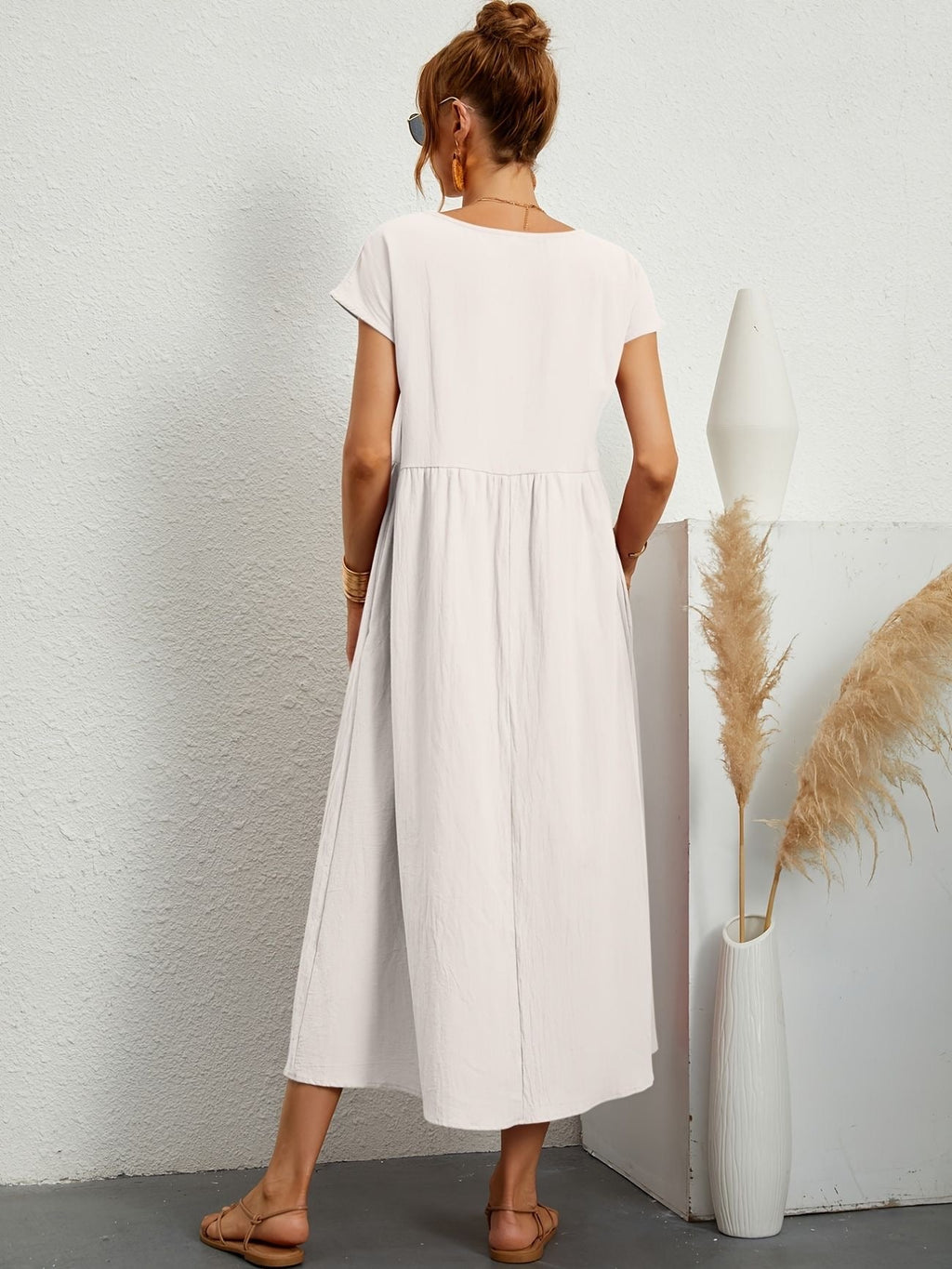 GRETA | Vestido de Lino para Mujer con Corte Relajado y Escote en V | Elegante y Fresco para Ocasiones Especiales 3