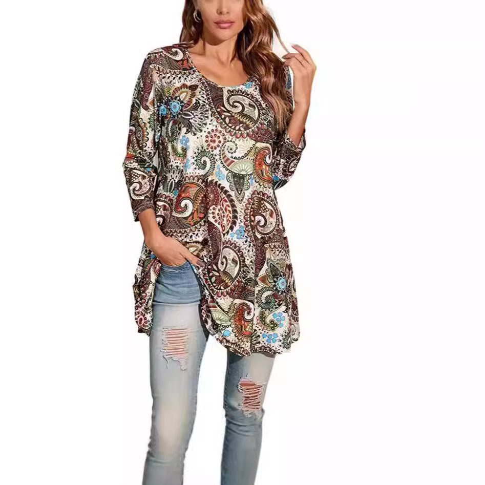 Isabel | Túnica Boho de Manga 3/4 con Estampado de Mandala para Mujer 4