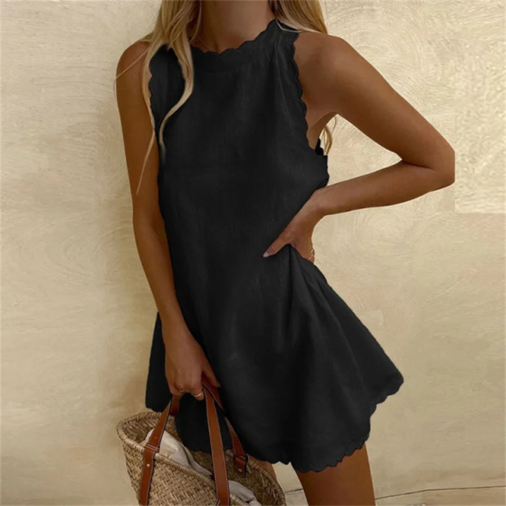 Lucía | Vestido Fresco de Verano de Lino con Bordes Ondulados para Mujer 0