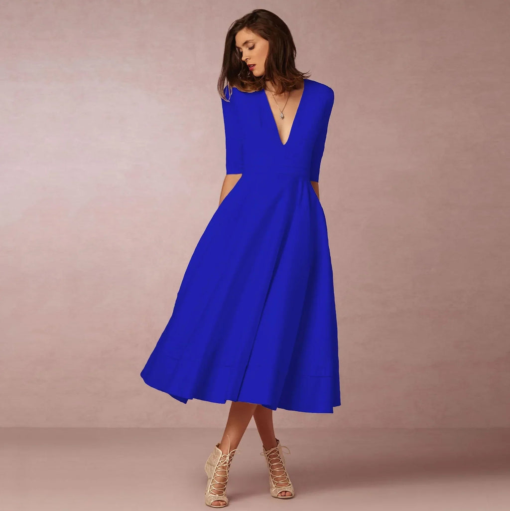 Mariela | Vestido Midi con Escote en V y Mangas al Codo | Elegante y Cómodo para Ocasiones Especiales 10