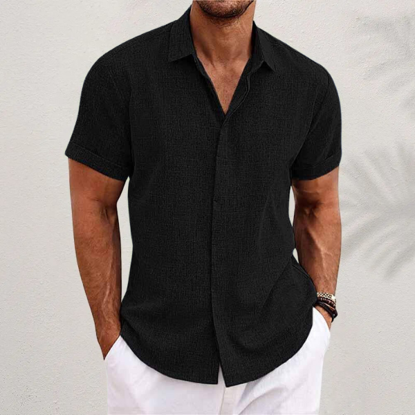 DIEGO – Camisa de manga corta de algodón y lino para hombre