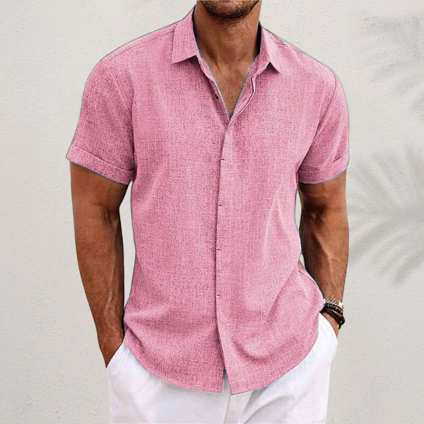 DIEGO – Camisa de manga corta de algodón y lino para hombre