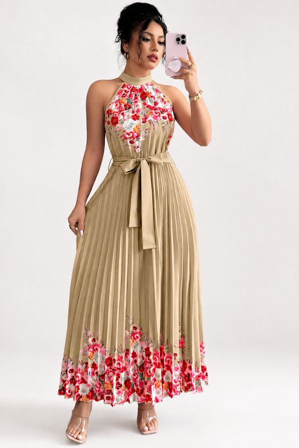 Sofía | Vestido de Noche Midi Floral Plisado para Mujer 18