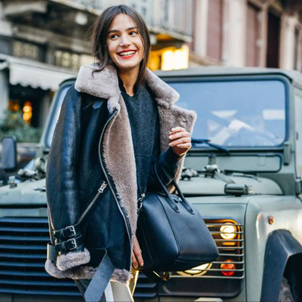 Chaqueta gruesa de invierno en color gris para mujer
