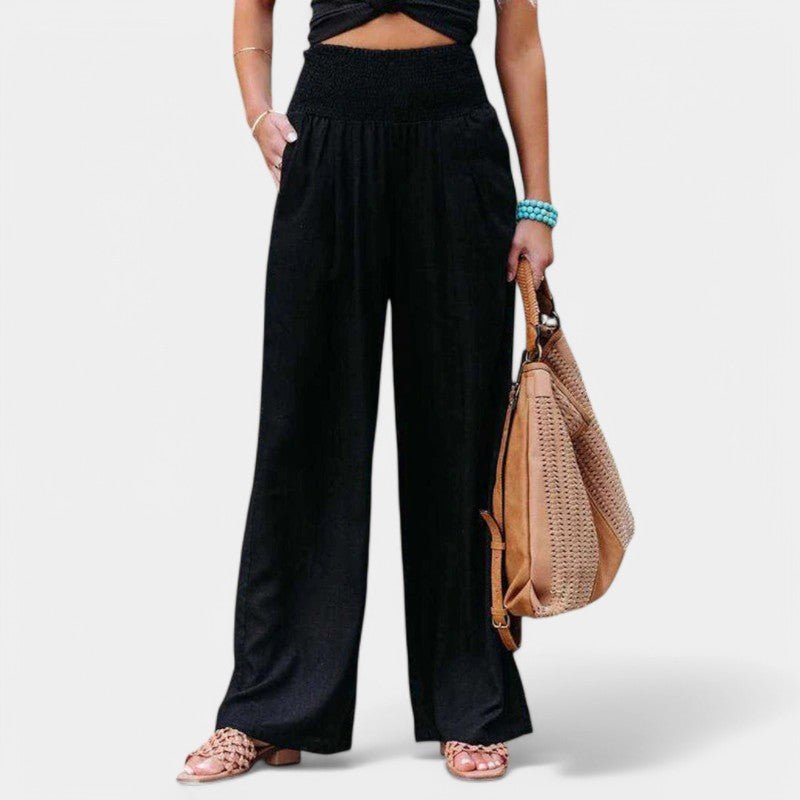 Carla | Pantalones de Lino Aireados con Cintura Elástica para Mujer - Noa Lagos