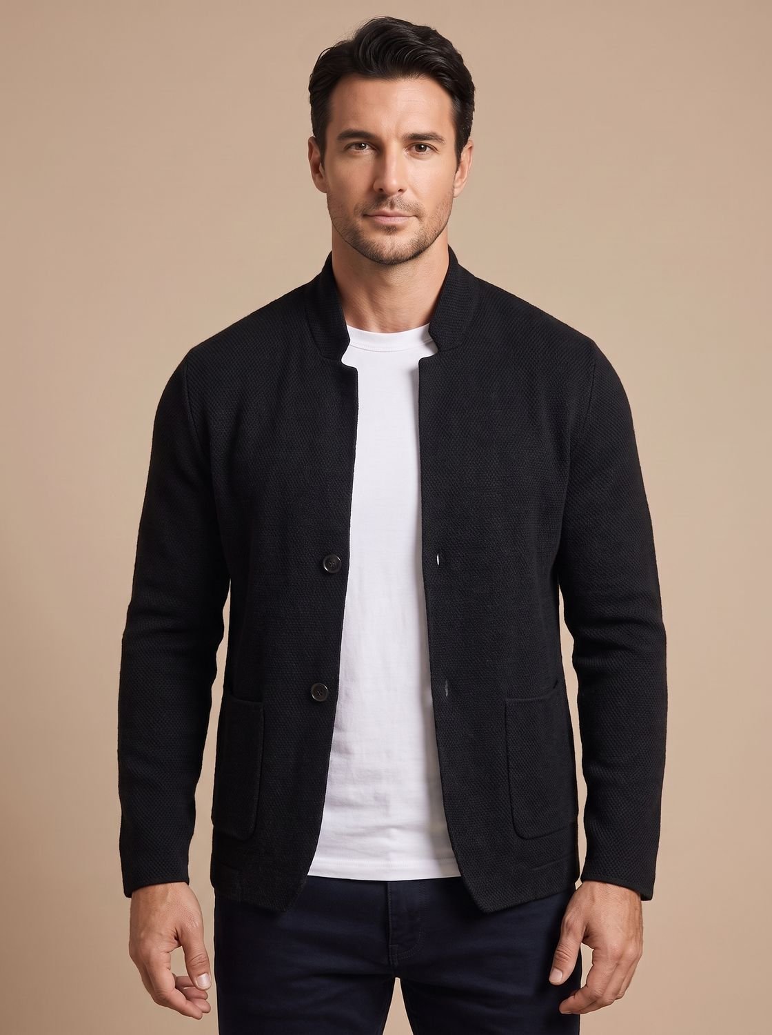 Cárdigan de punto con bolsillos de parche delanteros para look casual