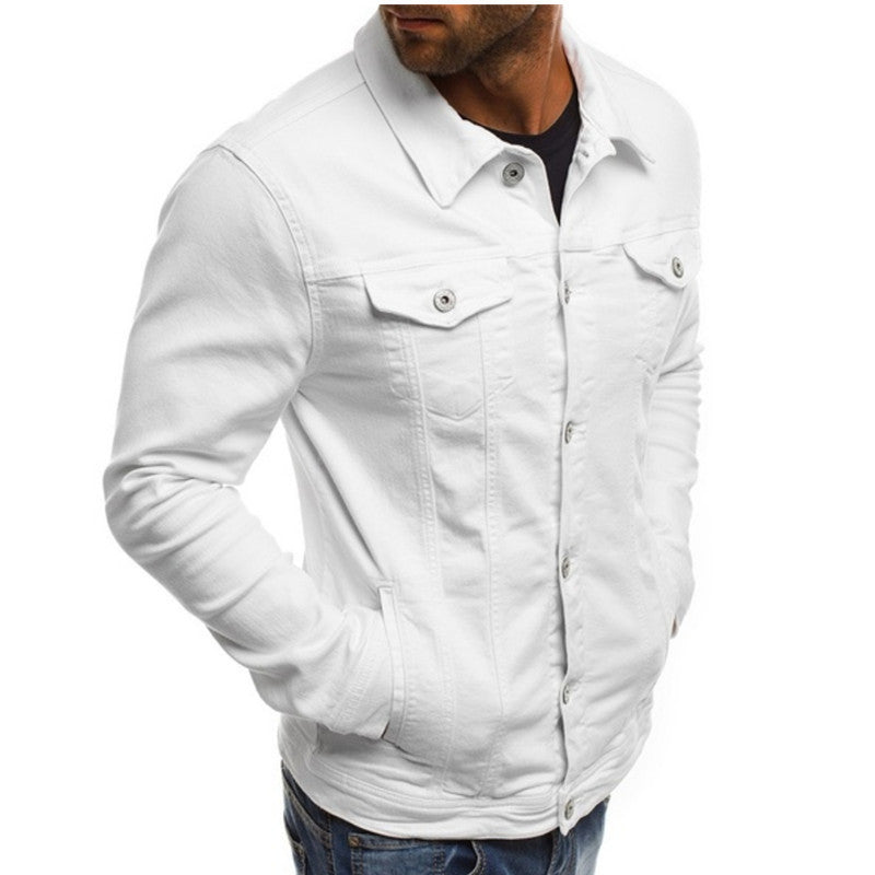 Primer plano de la textura denim de la chaqueta Kellan