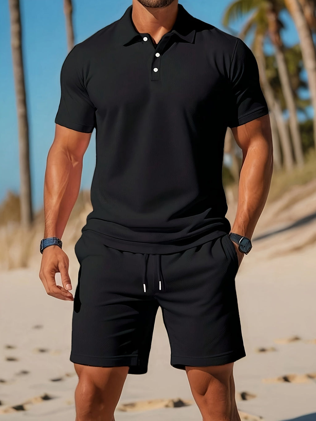 Eadric | Moderno Conjunto Verano Hombre Con Polo Y Pantalones Cortos - Noa Lagos