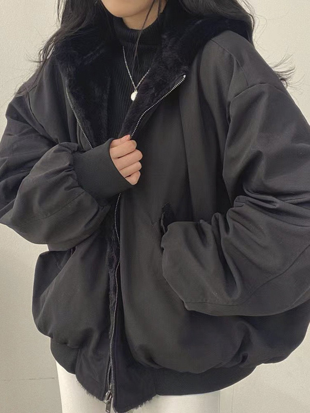 Bolsillo lateral del abrigo de invierno FRISOLDE para mujer