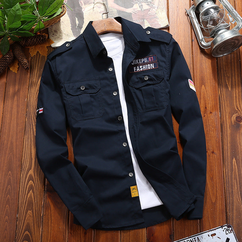 Chaqueta táctica de botones GARRICK para hombre en tono azul