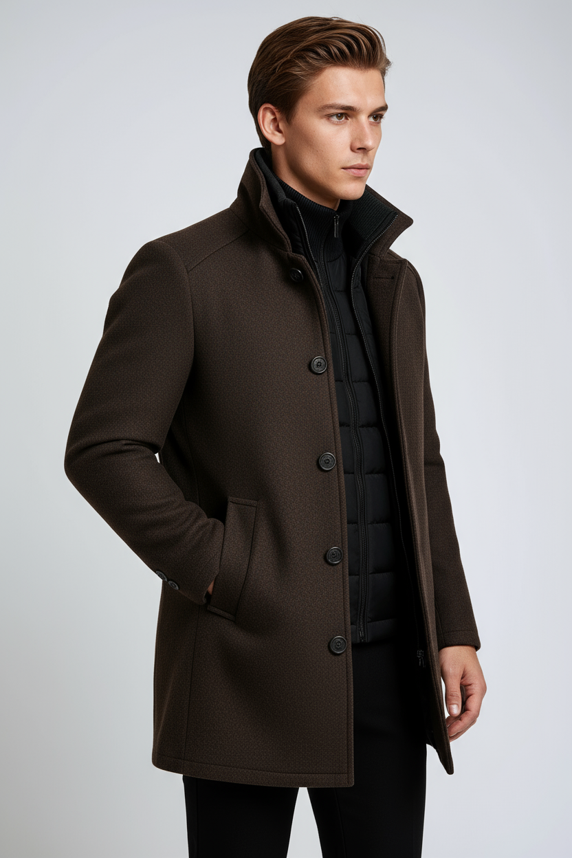 Hombre con chaqueta de invierno Kanden en ambiente urbano