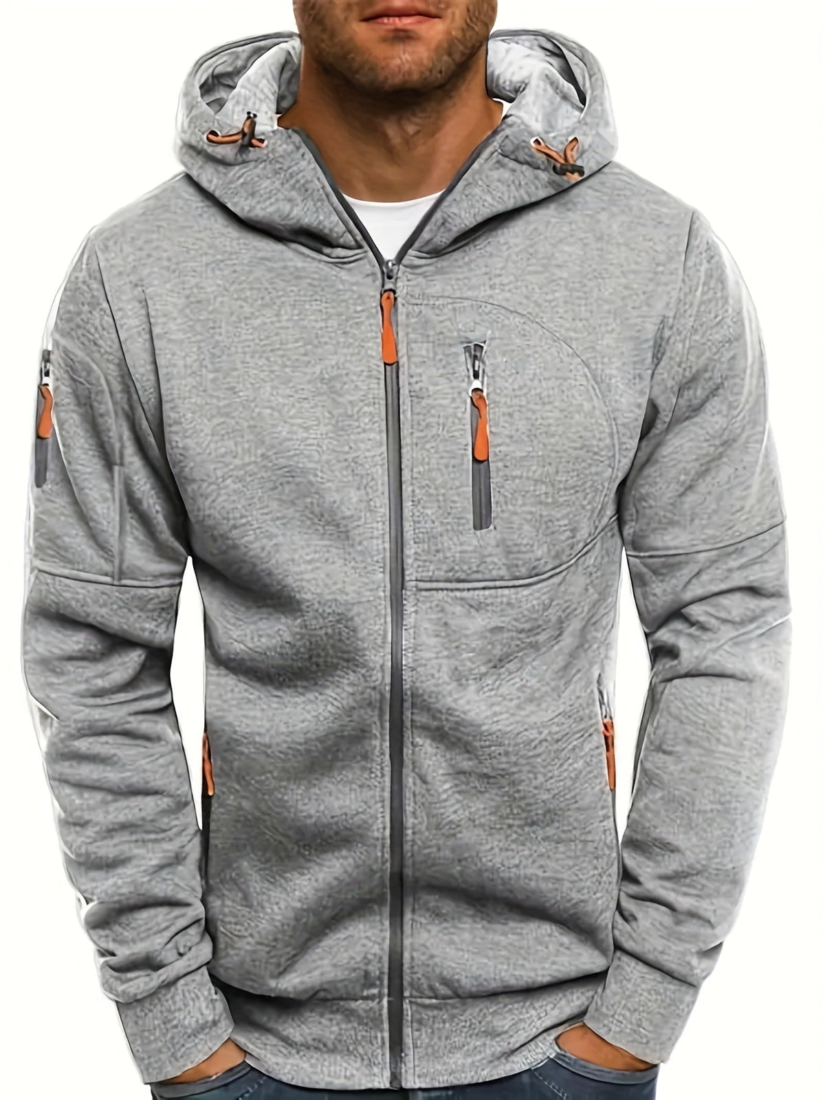 Sudadera Kian con capucha y cremallera para hombre, vista frontal