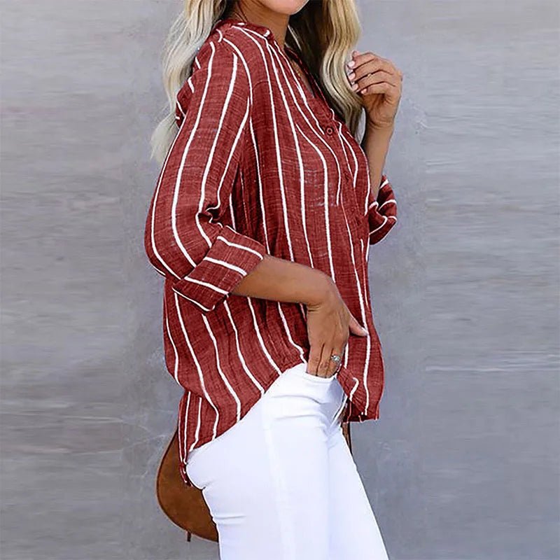 Mia | Casual Holgada Blusa Mujer con Cuello en V Elegante y Versátil - Noa Lagos