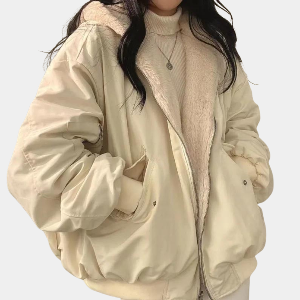 Chaqueta de invierno blanca, ideal para looks casuales de temporada