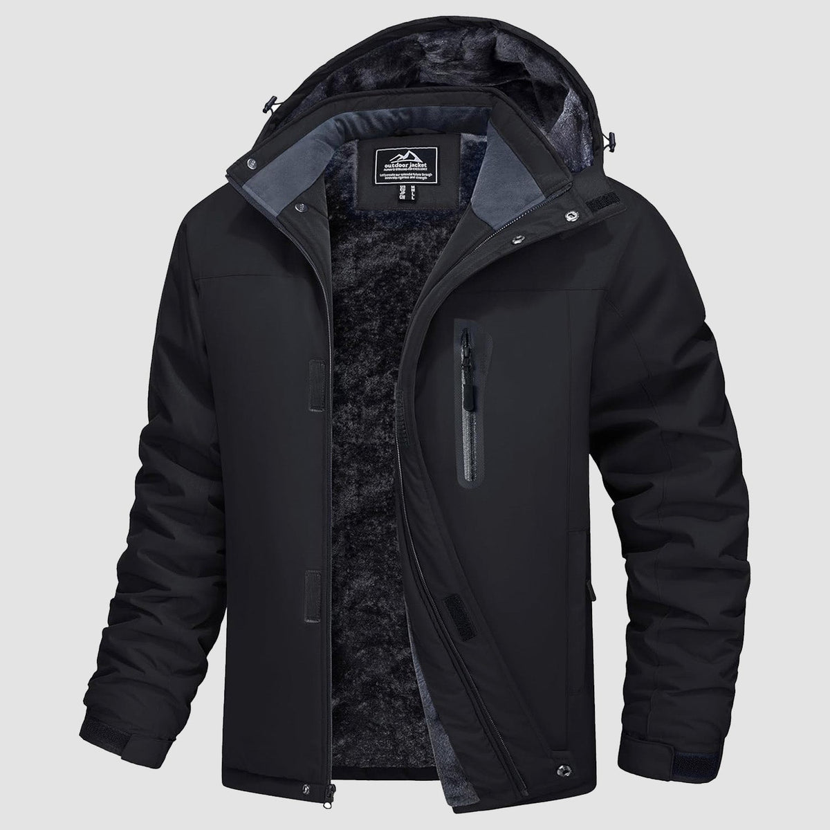 Detalle de la capucha protectora de la chaqueta TUNDRAXX resistente al agua