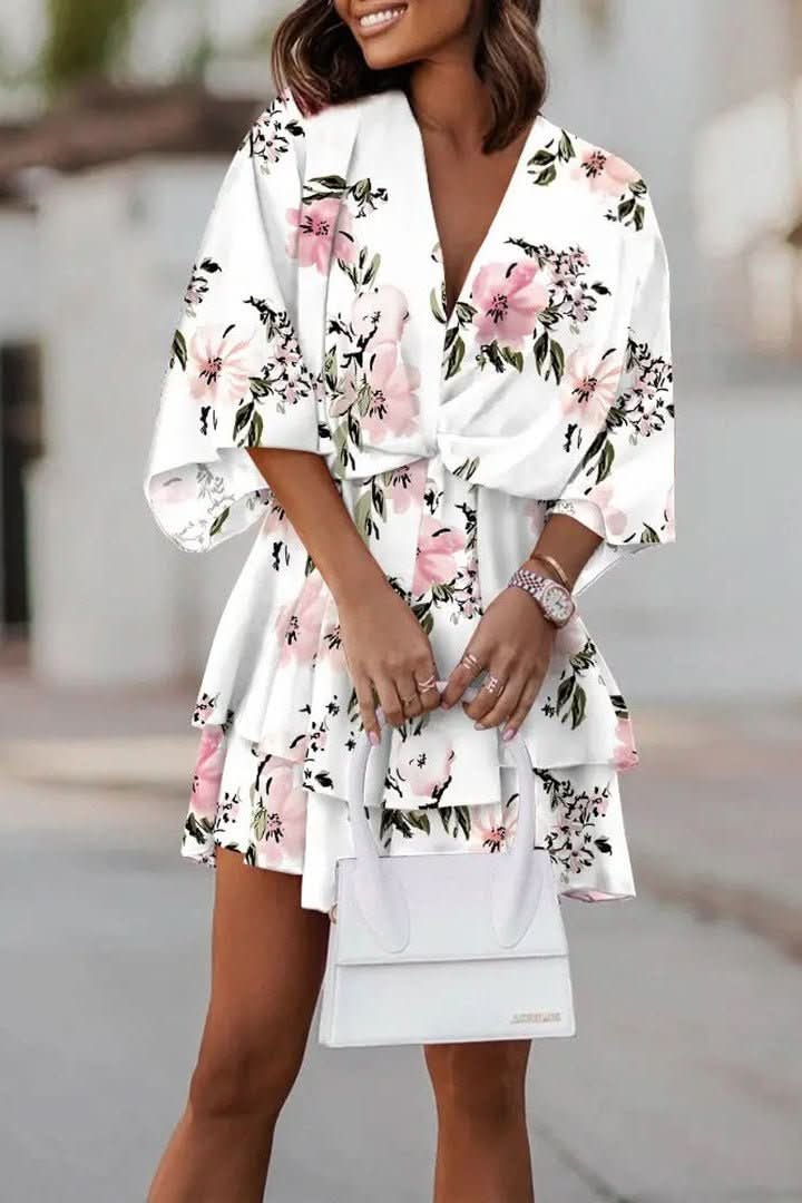VALERIA – Vestido mini bohemio con estampado tropical para mujer